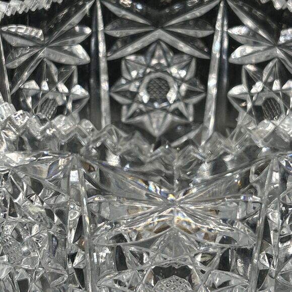 Ice Bucket Crystal Clear Glass w/Saw Tooth Edges & Knob Handles Vintage - Picture 5 of 9